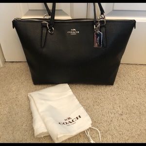 COACH Black Crossgrain Ava Tote F57528 NWOT